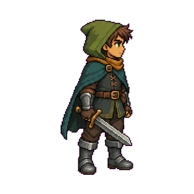 Side view of the forest adventurer pixel sprite