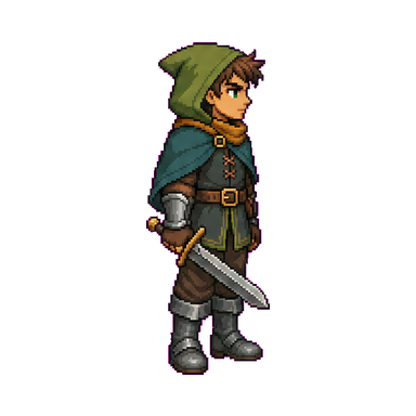Young warrior facing east