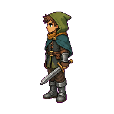 Young warrior facing west